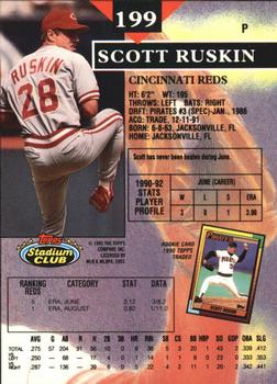 1993 Stadium Club - Members Only #199 Scott Ruskin Back