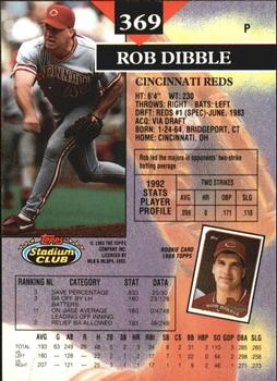 1993 Stadium Club - Members Only #369 Rob Dibble Back