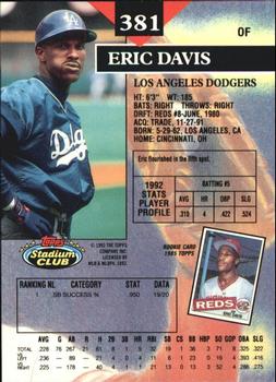 1993 Stadium Club - Members Only #381 Eric Davis Back