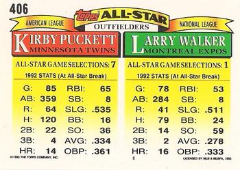 1993 Topps - Gold #406 Larry Walker / Kirby Puckett Back
