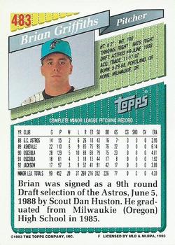 1993 Topps - Gold #483 Brian Griffiths Back