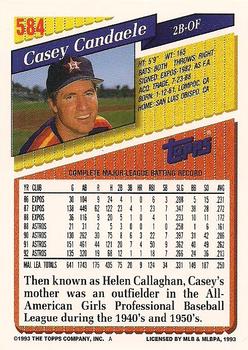 1993 Topps - Gold #584 Casey Candaele Back