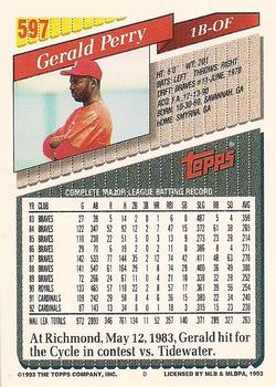 1993 Topps - Gold #597 Gerald Perry Back