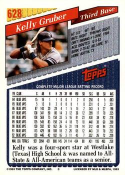 1993 Topps - Gold #628 Kelly Gruber Back