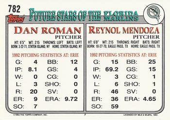 1993 Topps - Gold #782 Reynol Mendoza / Dan Roman Back