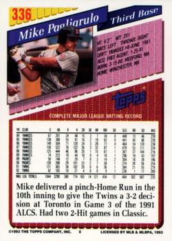 1993 Topps - Inaugural Marlins #336 Mike Pagliarulo Back