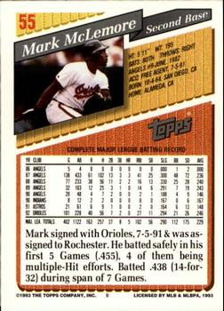 1993 Topps - Inaugural Rockies #55 Mark McLemore Back
