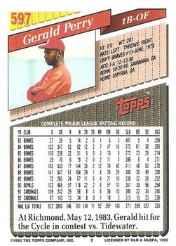 1993 Topps - Inaugural Rockies #597 Gerald Perry Back