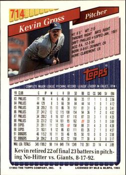 1993 Topps - Inaugural Rockies #714 Kevin Gross Back