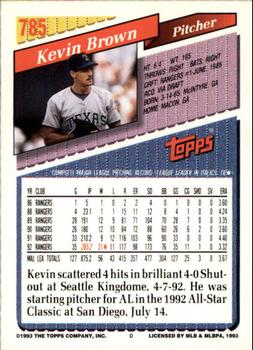 1993 Topps - Inaugural Rockies #785 Kevin Brown Back
