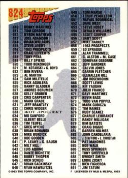 1993 Topps - Inaugural Rockies #824 Checklist 541-691 Back