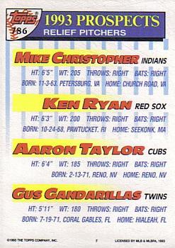 1993 Topps - Inaugural Rockies #786 Mike Christopher / Ken Ryan / Aaron Taylor / Gus Gandarillas Back