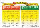 1993 Topps Micro #401 Fred McGriff / Frank Thomas Back