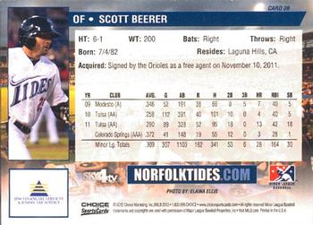 2012 Choice Norfolk Tides #9 Scott Beerer Back