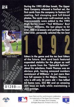1993 Upper Deck - 5th Anniversary Jumbo #A14 Frank Thomas Back