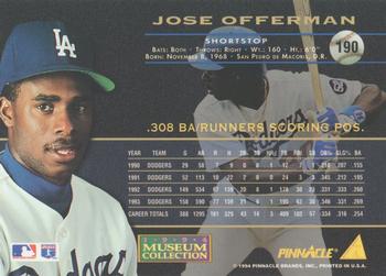 1994 Pinnacle - Museum Collection #190 Jose Offerman Back