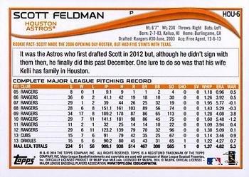 2014 Topps Houston Astros #HOU-6 Scott Feldman Back