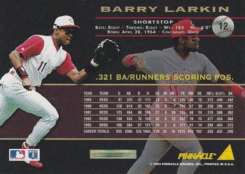 1994 Pinnacle - Artist's Proofs #12 Barry Larkin Back