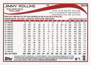 2014 Topps Philadelphia Phillies #PH-5 Jimmy Rollins Back