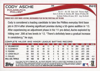 2014 Topps Philadelphia Phillies #PH-10 Cody Asche Back