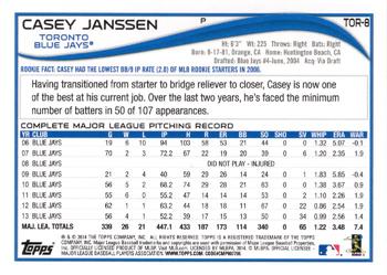 2014 Topps Toronto Blue Jays #TOR-8 Casey Janssen Back
