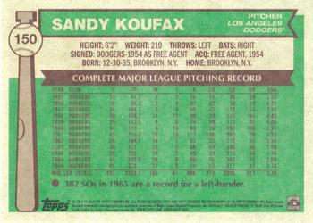 2015 Topps Archives #150 Sandy Koufax Back