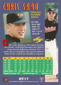 1994 Score Rookie & Traded - Gold Rush #RT17 Chris Sabo Back