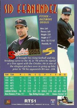 1994 Score Rookie & Traded - Gold Rush #RT51 Sid Fernandez Back