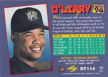 1994 Score Rookie & Traded - Gold Rush #RT114 Troy O'Leary Back