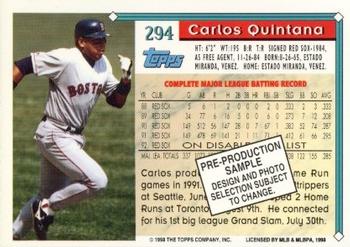 1993 Topps - 1994 Topps Pre-Production Samples #294 Carlos Quintana Back