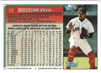 1994 Topps Bilingual #85 Tony Pena Back