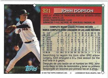 1994 Topps Bilingual #321 John Dopson Back