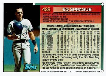 1994 Topps Bilingual #426 Ed Sprague Back