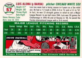 1994 Topps Archives 1954 - Gold #57 Luis Aloma Back