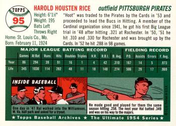 1994 Topps Archives 1954 - Gold #95 Hal Rice Back