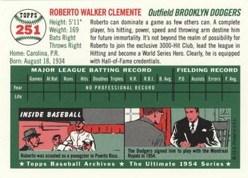 1994 Topps Archives 1954 - Gold #251 Roberto Clemente Back