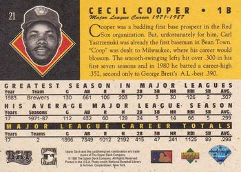1994 Upper Deck All-Time Heroes - 125th Anniversary #21 Cecil Cooper Back