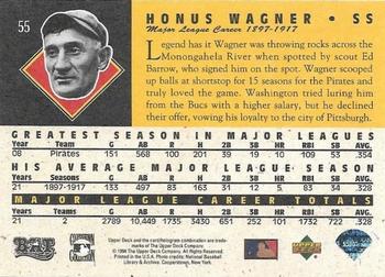 1994 Upper Deck All-Time Heroes - 125th Anniversary #55 Honus Wagner Back
