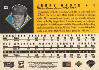 1994 Upper Deck All-Time Heroes - 125th Anniversary #181 Jerry Grote Back