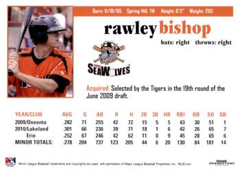 2011 Grandstand Erie SeaWolves #NNO Rawley Bishop Back