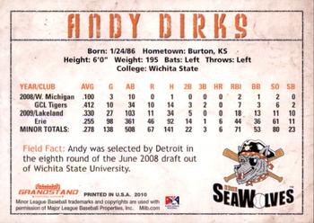 2010 Grandstand Erie SeaWolves #NNO Andy Dirks Back