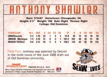 2010 Grandstand Erie SeaWolves #NNO Anthony Shawler Back
