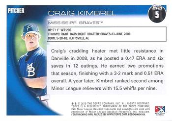 2010 Topps Pro Debut #5 Craig Kimbrel Back