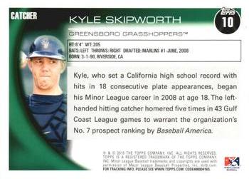 2010 Topps Pro Debut #10 Kyle Skipworth Back