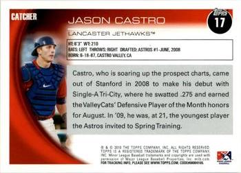 2010 Topps Pro Debut #17 Jason Castro Back