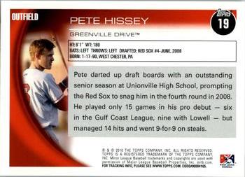 2010 Topps Pro Debut #19 Pete Hissey Back