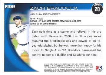 2010 Topps Pro Debut #20 Zach Braddock Back