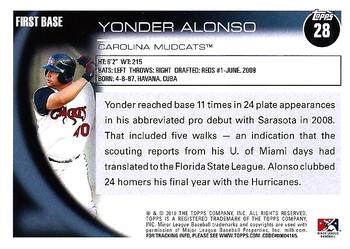 2010 Topps Pro Debut #28 Yonder Alonso Back