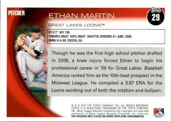 2010 Topps Pro Debut #29 Ethan Martin Back