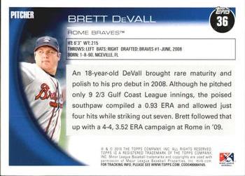 2010 Topps Pro Debut #36 Brett DeVall Back